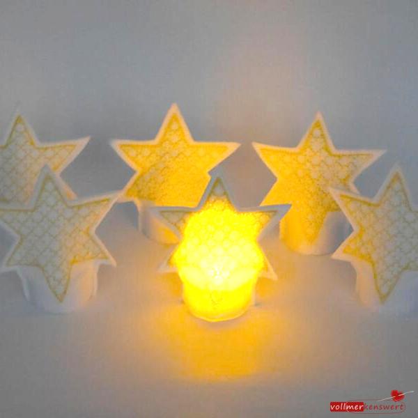 ITH-Stickdatei LED-Teelicht-Cover Stern für 10 x 10 cm Stickrahmen